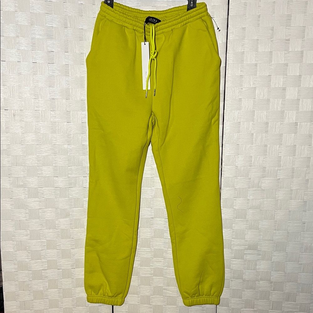 AKIRA Vibrant Lime Yellow Sweatpants Joggers